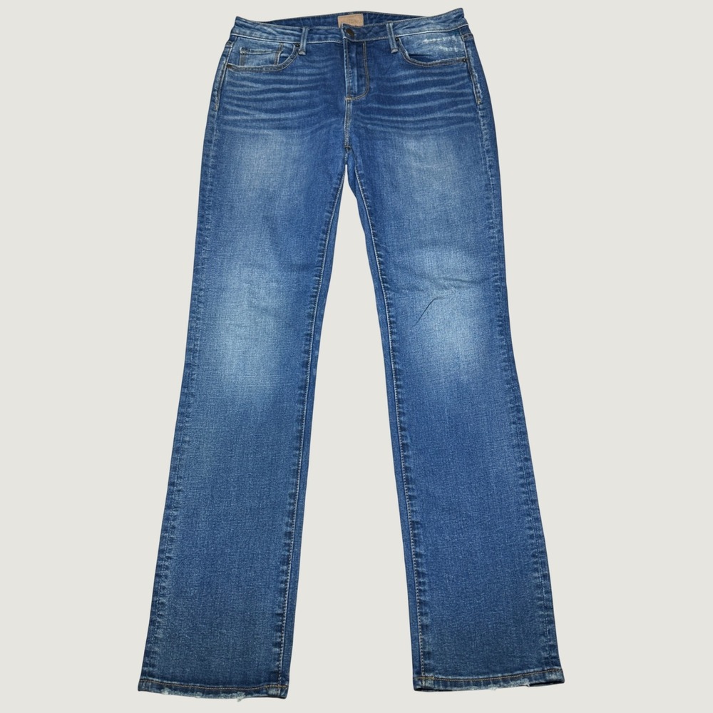 Driftwood Audrey High Rise Jeans Womens 28 Straight Leg Whiskered Medium Wash
